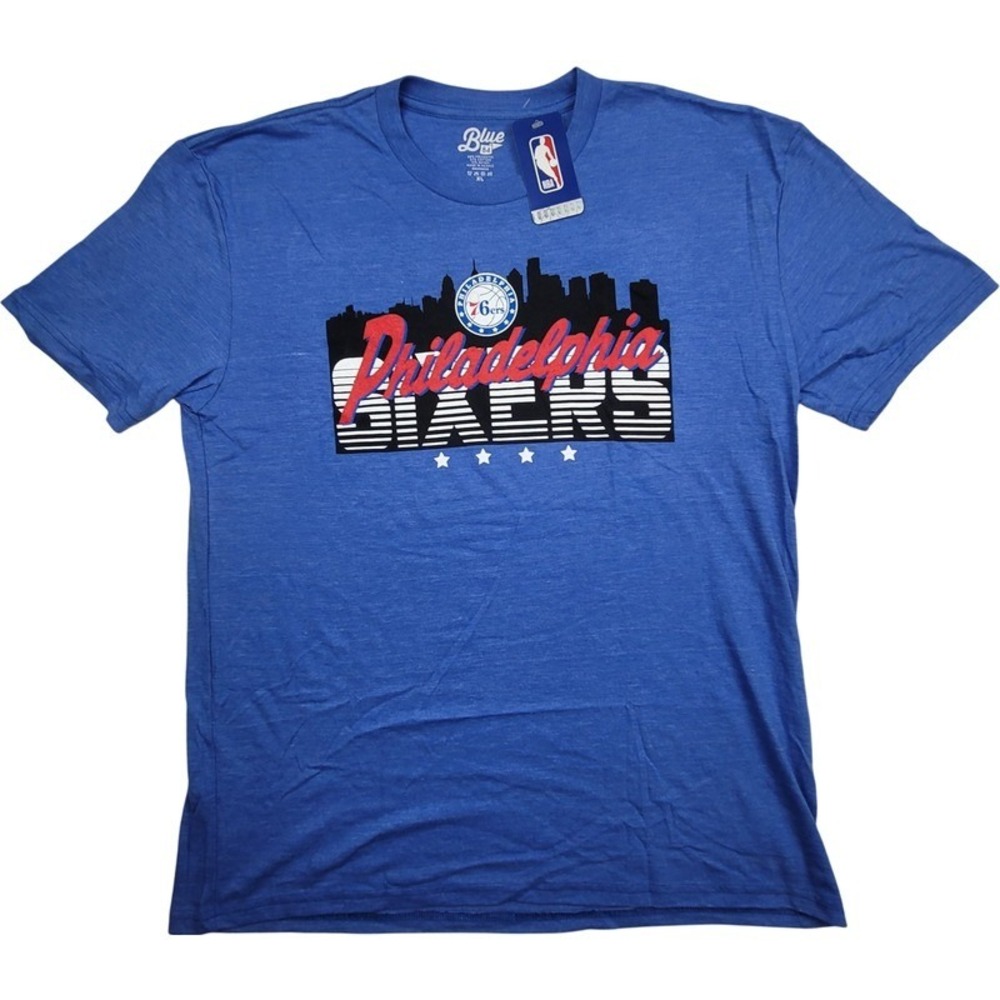 Philadelphia Sixers NBA Heather Blue Shirt Cotton Blend XL NWT - Blue 84